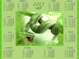 Календарь на 2013 год  Год змеи, змея с зеленой окраской