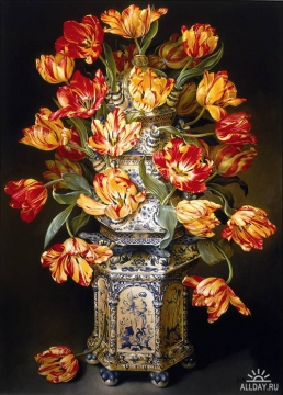 tulip-vase-with-red-yellow-tulips -   