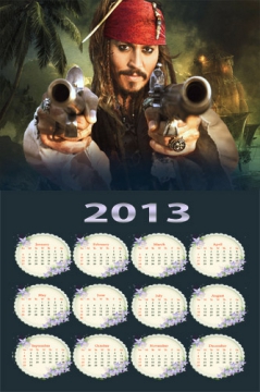 Календарь на 2013 год - Пираты Карибского моря, Джек Воробей - С Новым годом